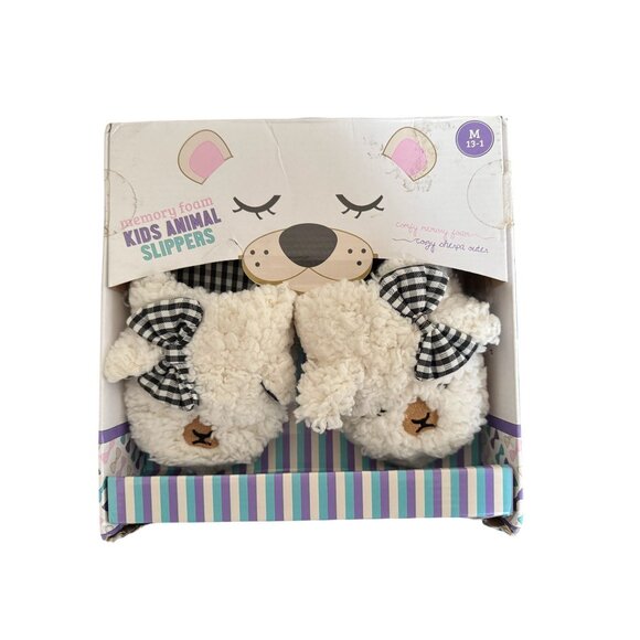Kids Memory Foam Animal Slippers Teddy Bear - Picture 1 of 4